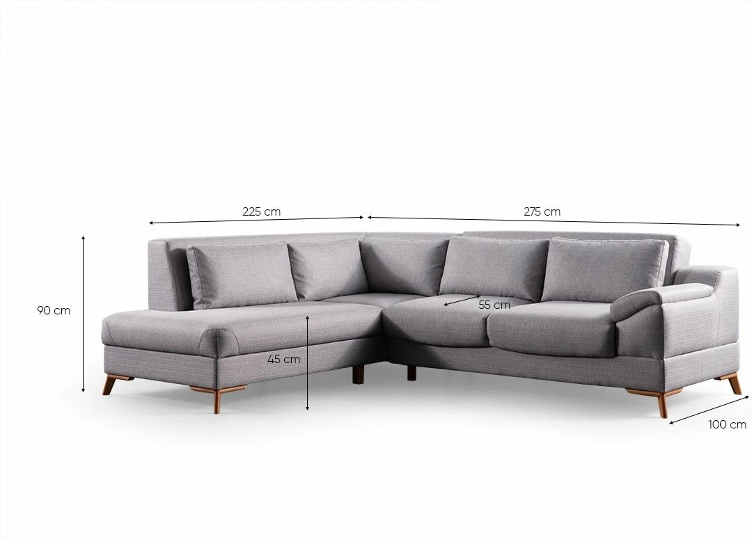 Kënd-sofë krevate Atelier del Sofa, ngjyrë gri, Aqua (Chl majtas + 2R)