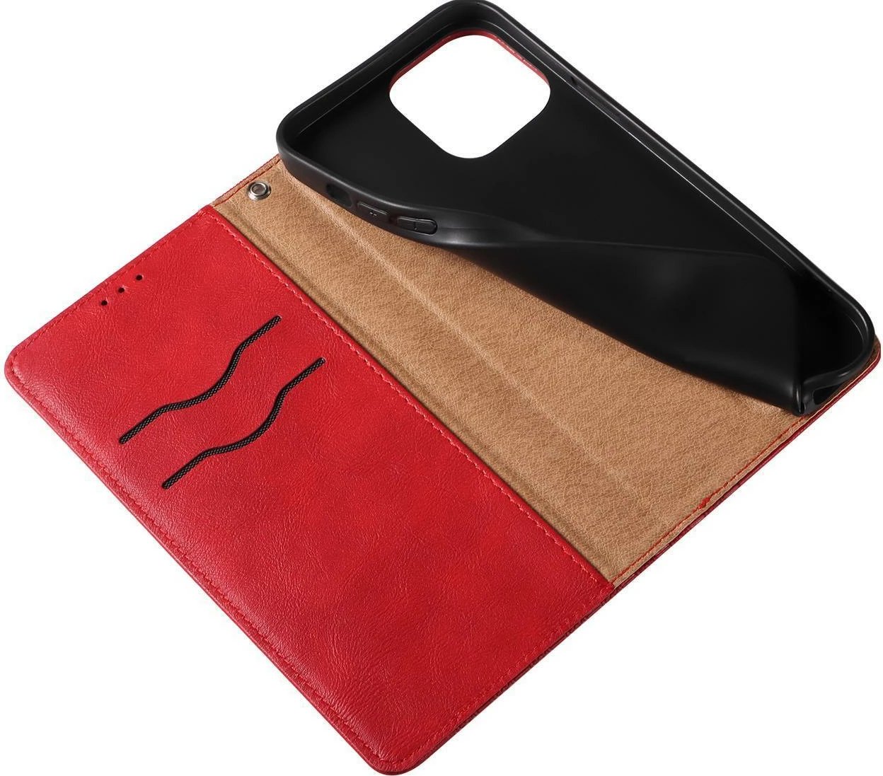 Mbështjellës Hurtel Magnet Strap Case për iPhone 13 Pro, me portofol dhe rrip, Kuq