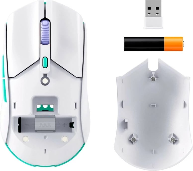 Maus HyperX Pulsefire Haste 2 Core 8R2E7AA pa tela 2.4 GHz/Bluetooth 12000 DPI 6 butona RGB 70 g, i bardhë