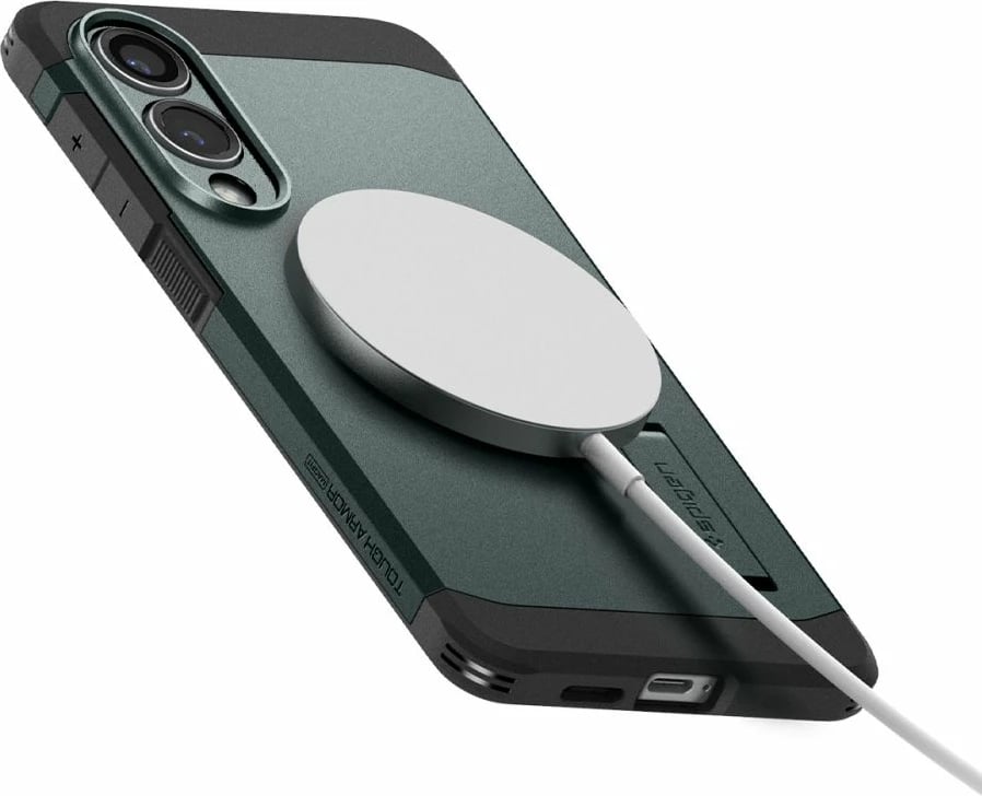 Mbështjellës Spigen Tough Armor MagSafe për Samsung Galaxy S25 Edge, Jeshil/Ezezë