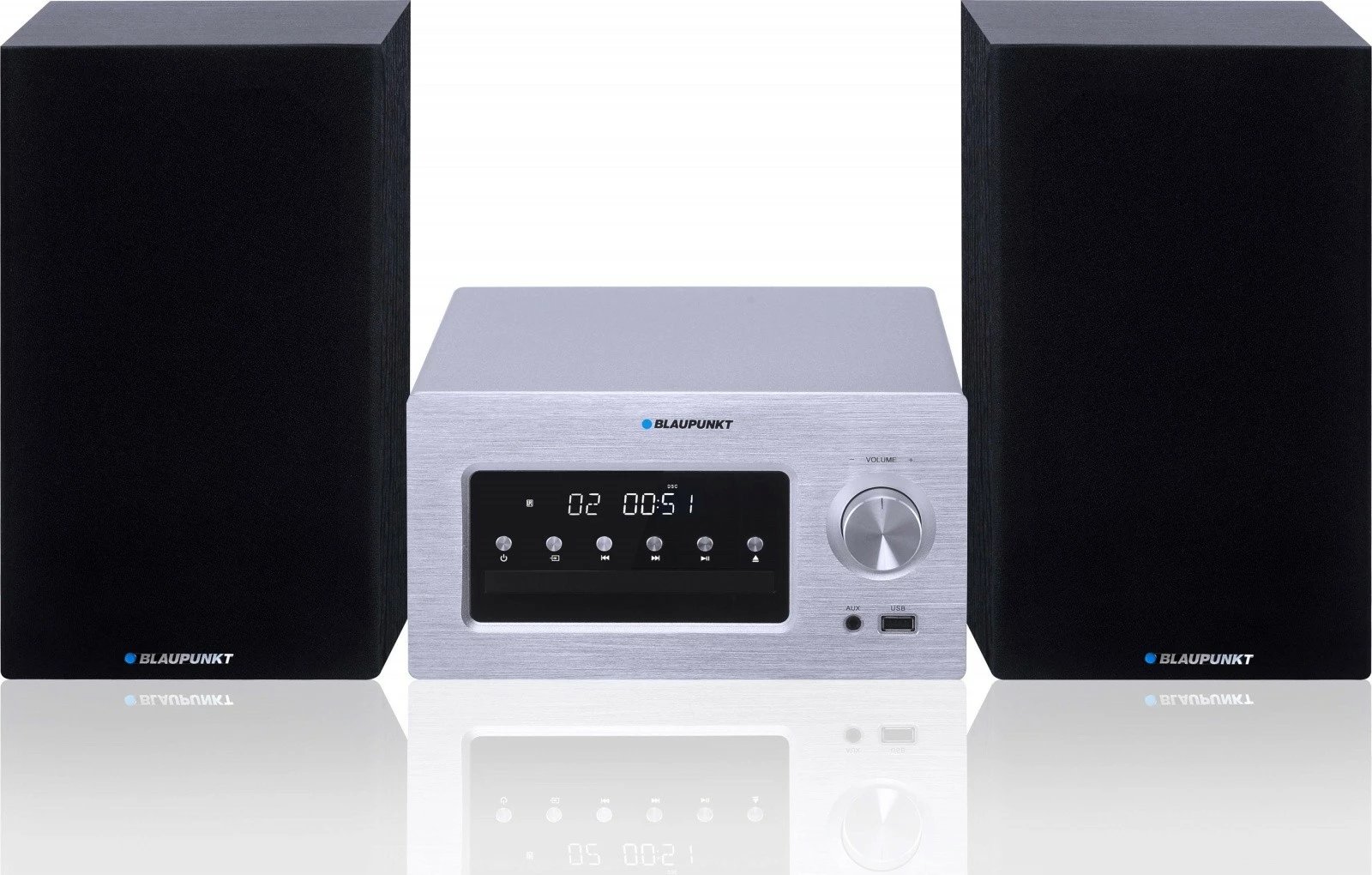 Sistem audio mikro Blaupunkt MS70BT me Bluetooth, CD/USB, 120W, zi/argjendtë