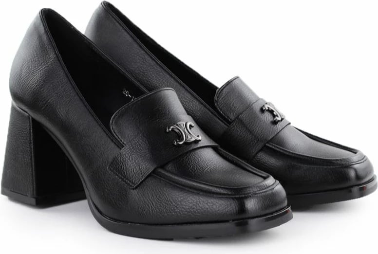 Këpucë me taka Potocki për femra, të zeza