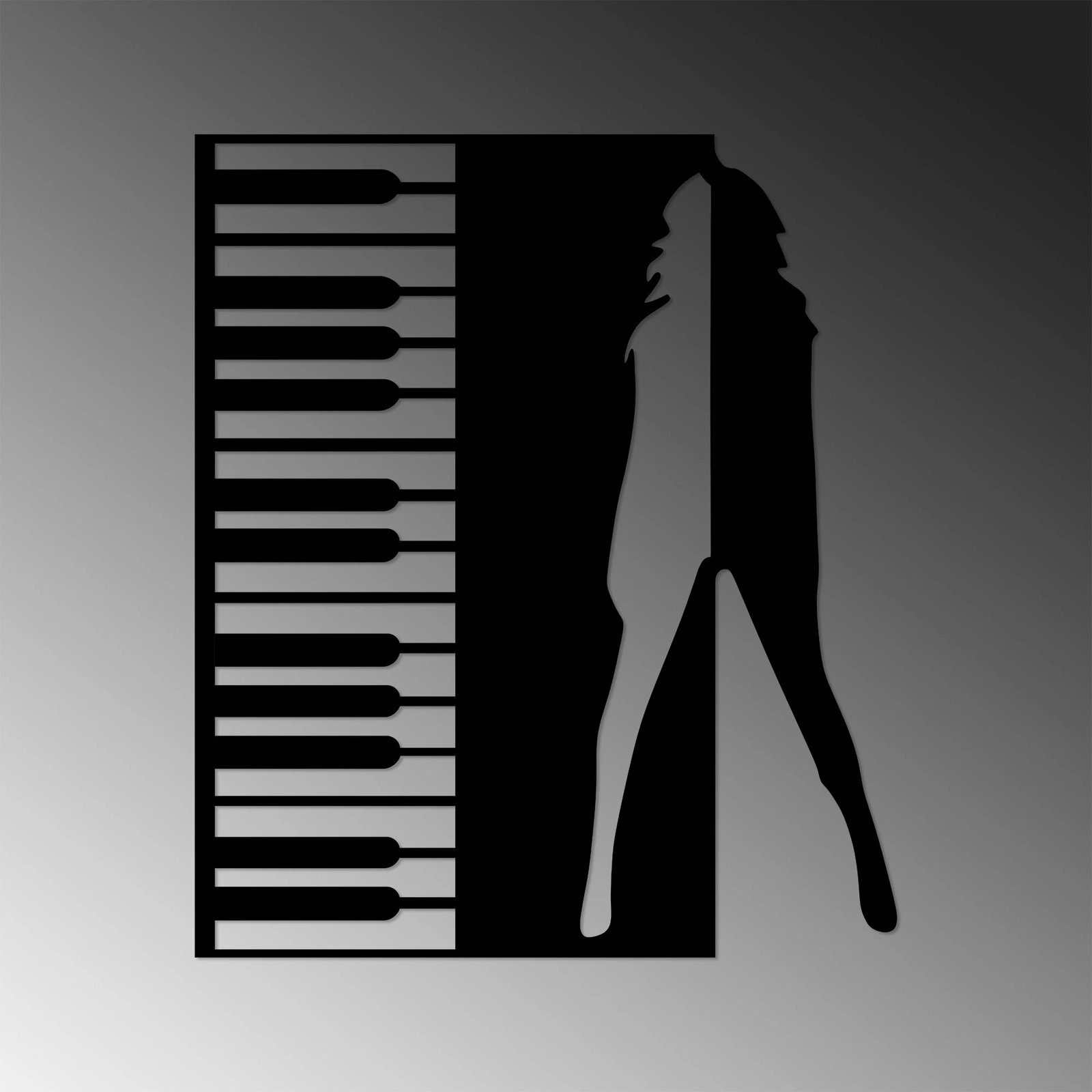 Aksesor dekorativ metalik për mur Wallity, Dance, ngjyrë e zezë, 60x70cm