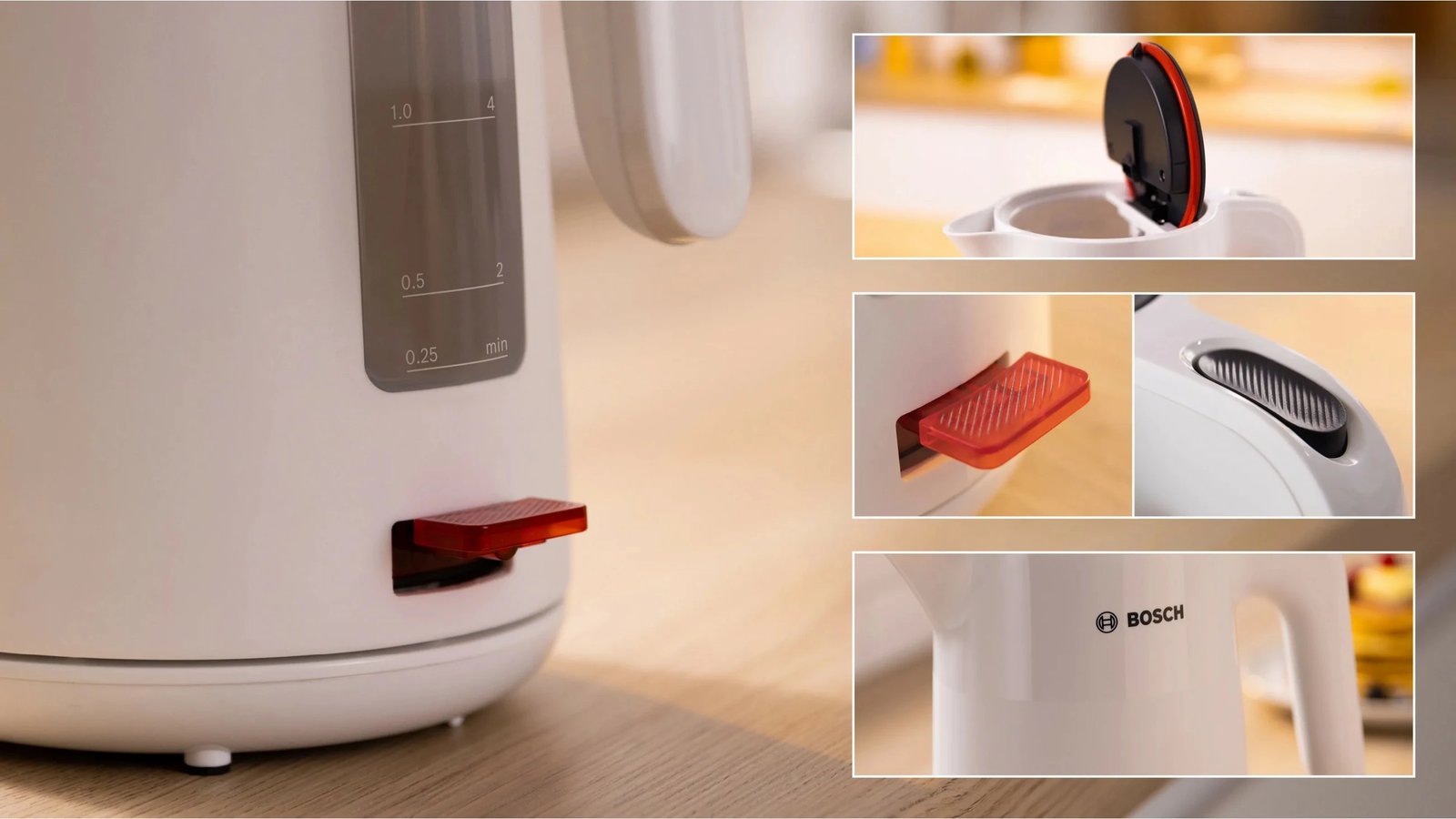 Çajnik Bosch TWK2M161, 1.7 L, 2400 W, Plastikë, Bardhë