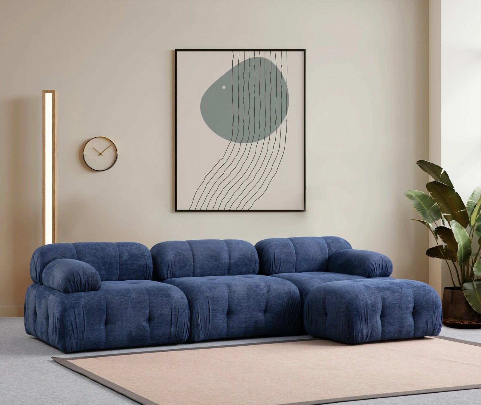Këndare Petite 3, ngjyrë blu nate, Atelier del Sofa, 290x160cm