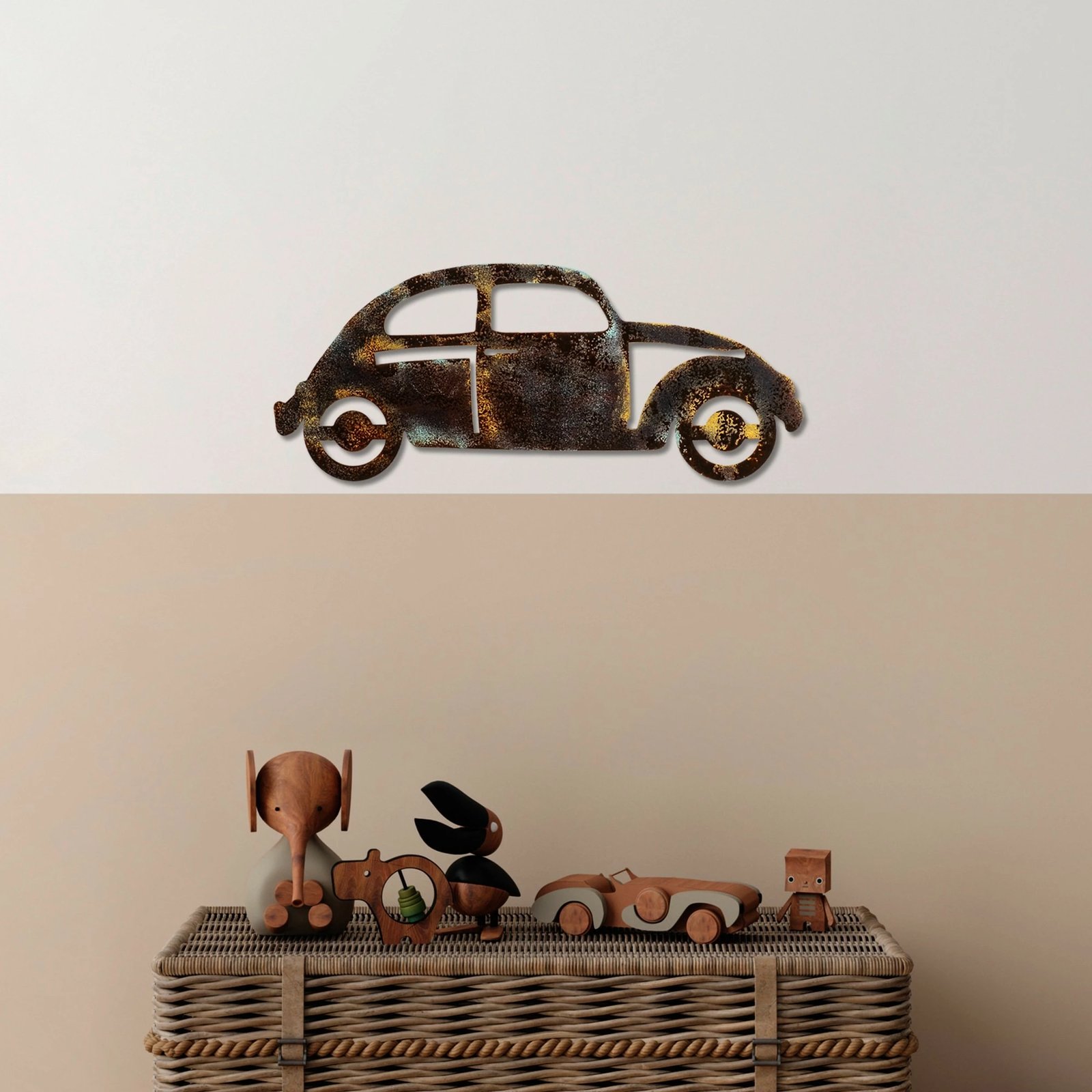 Aksesor dekorativ metalik për mur, veturë, Wallity, Car 18