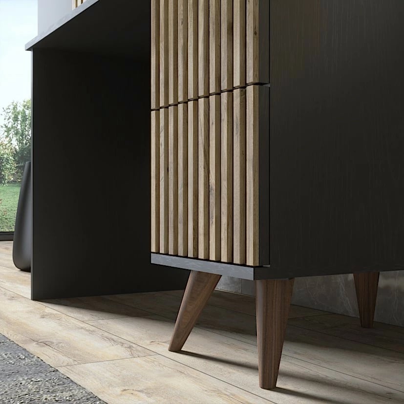 Tavolinë pune Hanah Home, FRN-9014, ngjyrë druri, e zezë, Atlantic Pine