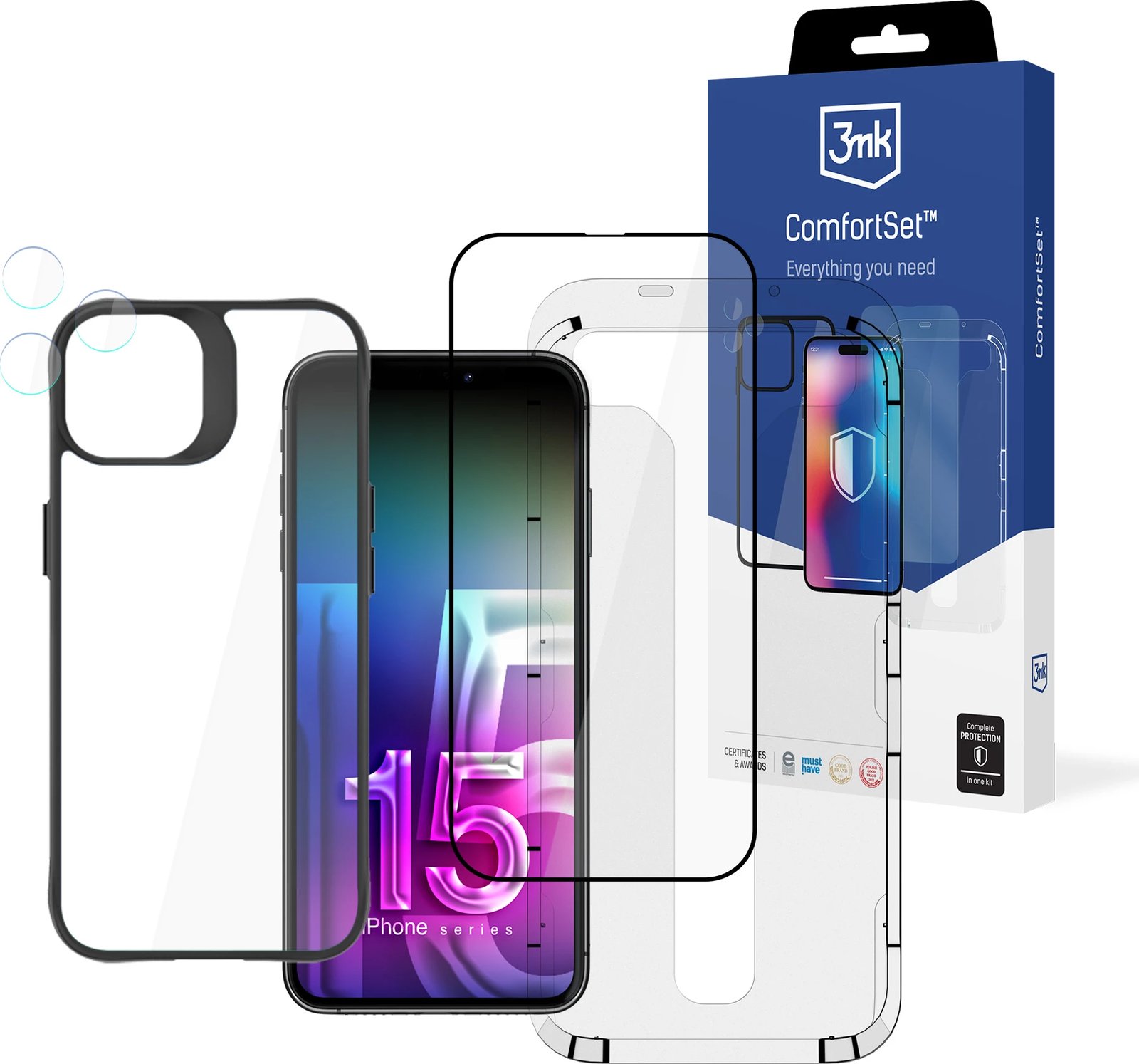 Set mbrojtës për celular 3mk Protection Comfort Set 4in1 për iPhone 15 Pro