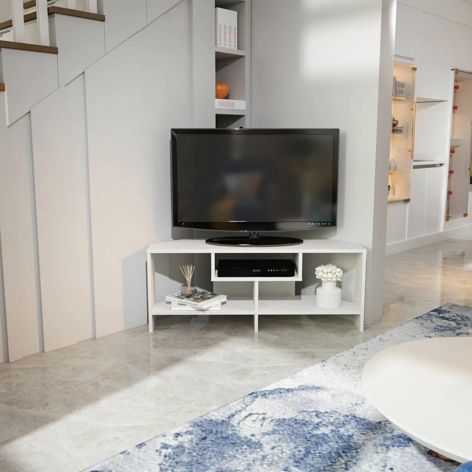 Komodë TV Skye Decor, Maldiv, e bardhë