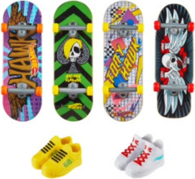 Set fingerboard Hot Wheels HGT84/HVM14 me 4 deskorolka dhe 2 palë këpucë, shumëngjyrëshe