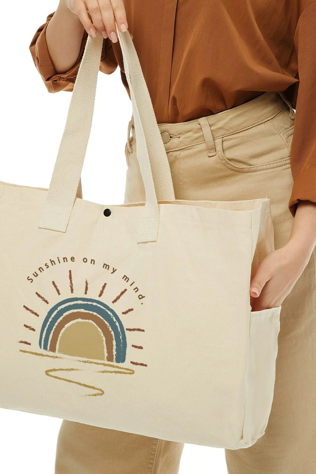 Torbë tote Zoozie Bags, krem, 50x36x12cm