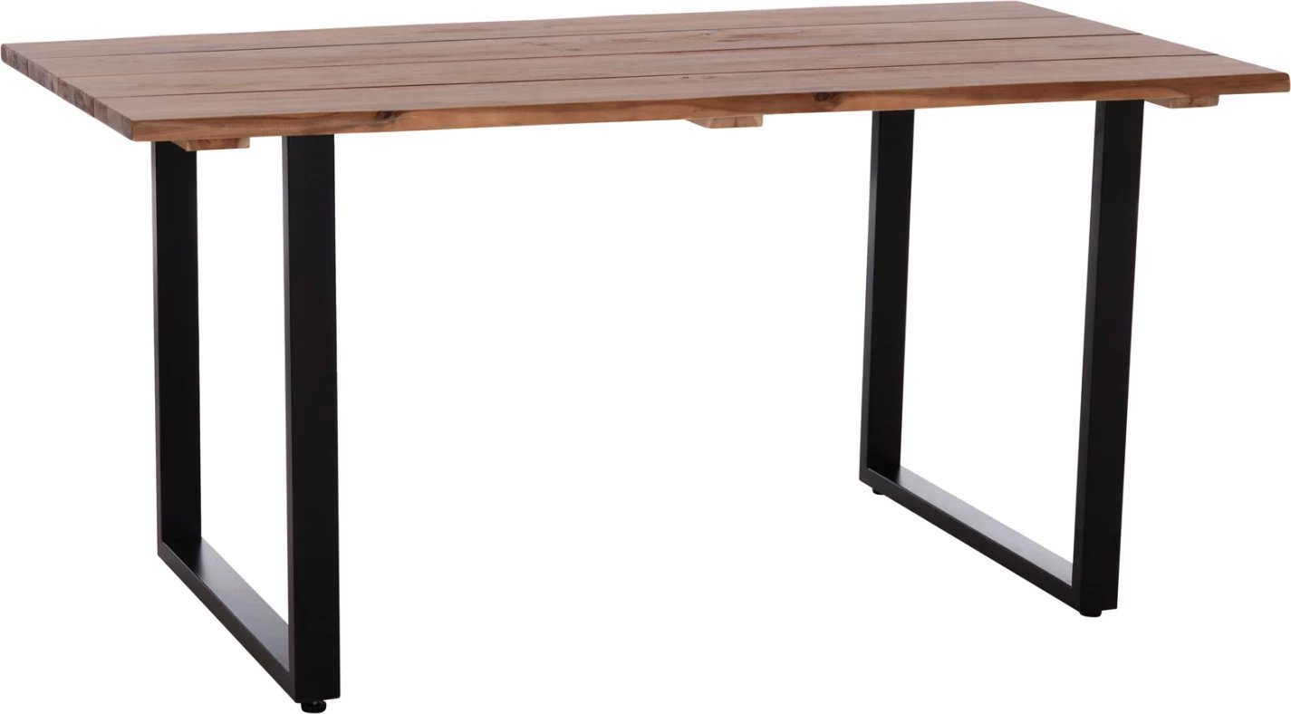 Tavolinë ngrënieje për jashtë, dru akacie, këmbë metalike, 160x80x76cm, FRIGGO FH6375.02