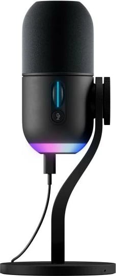 Mikrofon USB, Logitech, Yeti GX (988-000569), me kontroll të volumit dhe mute, dritë RGB, kabllo 2–7 m, e zezë