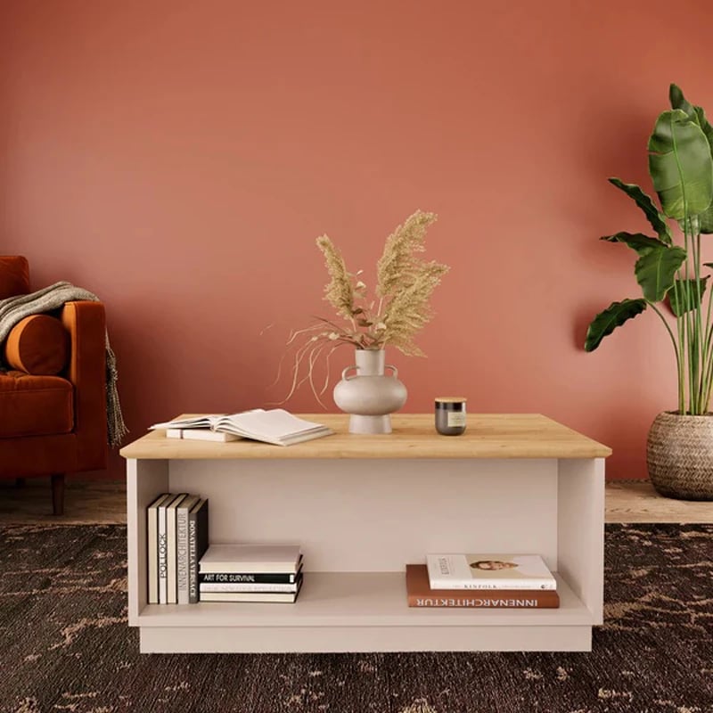 Tavolinë Monik, ngjyrë lisi-gri e lehtë, 90x56x40cm