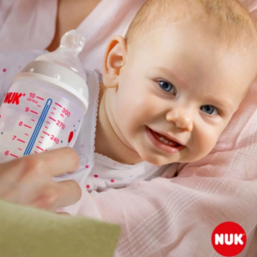 Biberon NUK First Choice Temperature Control 150 ml, 0-6m M, PP pa BPA, kontroll temperature, bezhë