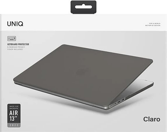 Mbështjellës laptopi UNIQ Claro për MacBook Air 13 (2022 M2), polikarbonat ultra i hollë, 2-pjesësh, gri