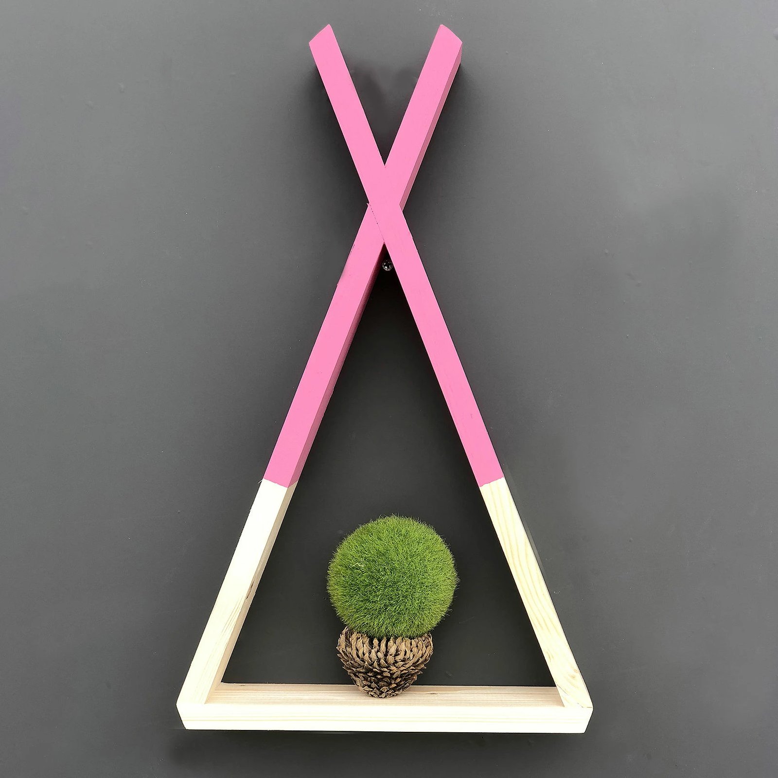 Raf muri Hanah Home, Raf142, ngjyrë arre dhe rozë, 25x42x6cm