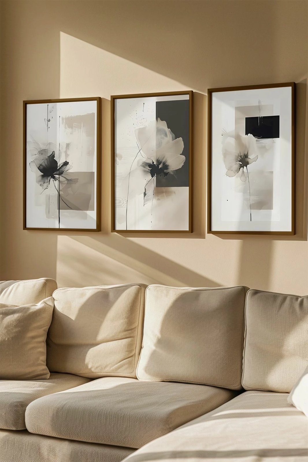 Pikturë dekorative me kornizë (3 copë), Wallity, Artvmodel40-Kahve