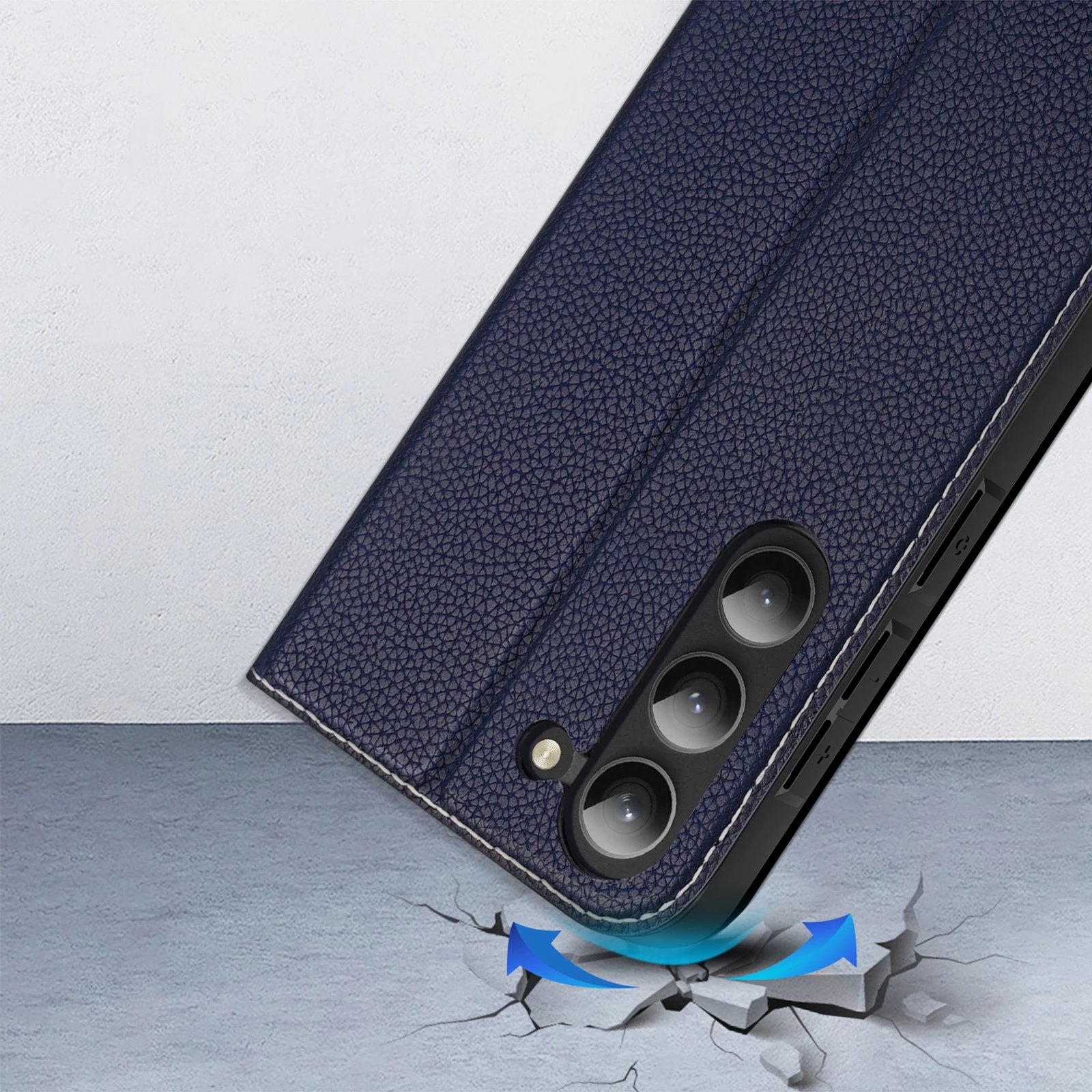 Mbështjellës Dux Ducis Skin X2 për Samsung Galaxy S23+, me xhep kartelash, me mbajtëse, kaltër
