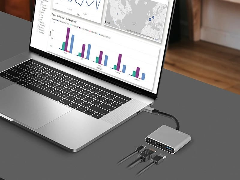 Adapter Tracer A-1, USB-C në HDMI 4K, USB 3.0, PDW 100W, Argjend