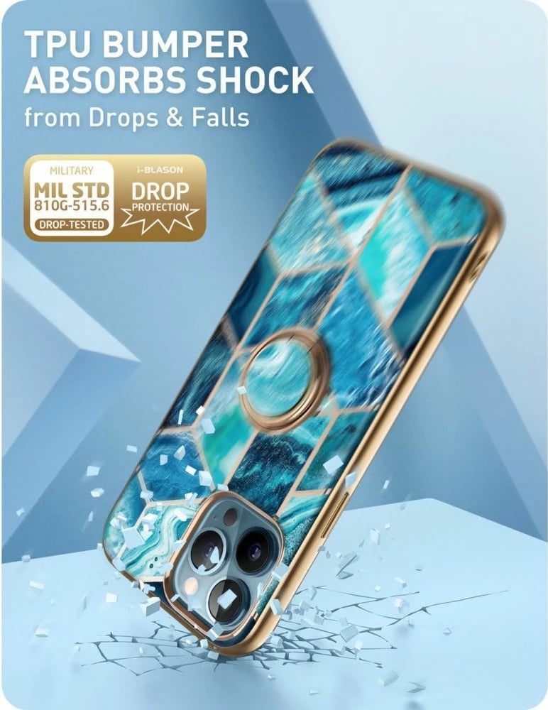 Mbështjellës Supcase Cosmo Snap për iPhone 13 Pro, me unazë, Kaltër
