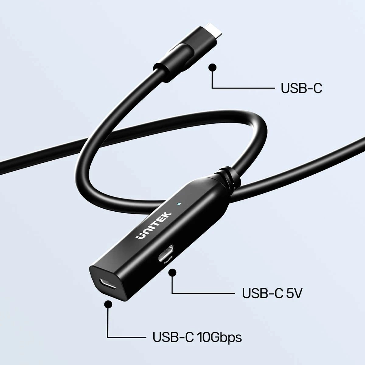 Kabllo zgjatëse USB-C Unitek 5m 10Gbps e zezë