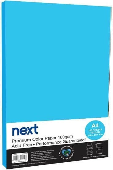 Letër fotokopje blu NEXT A4, 160g, 100 fletë