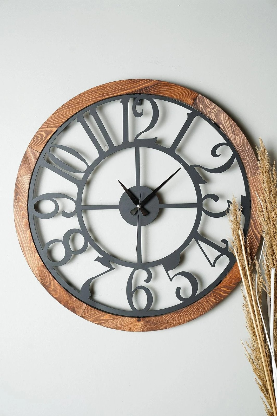 Orë muri dekorative metalike Wallity, Myk1212-10, ngjyrë arre dhe e zezë