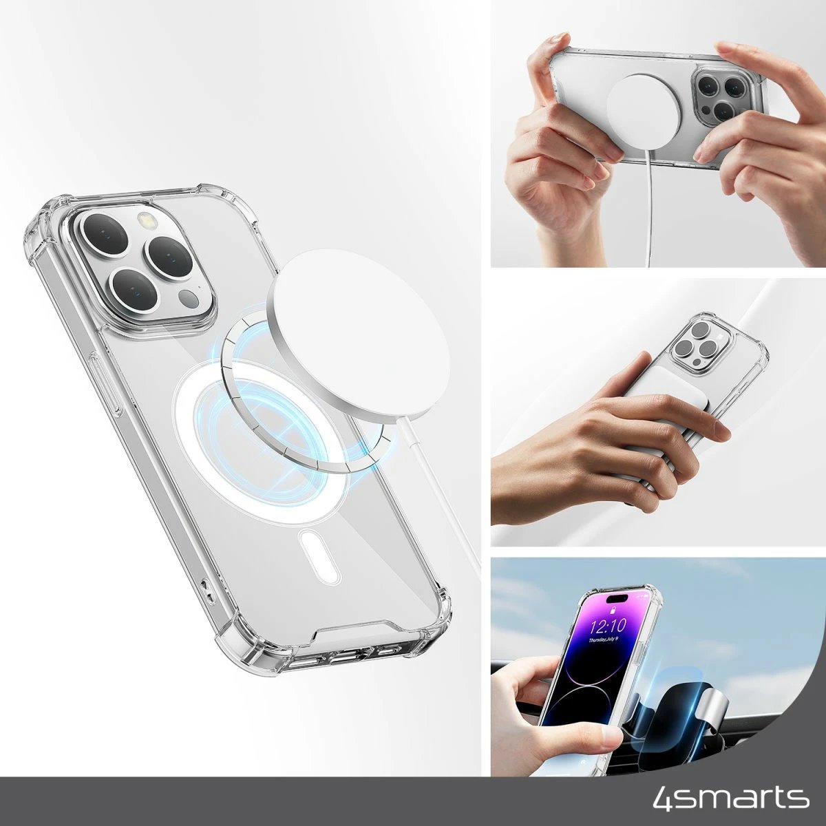 Mbështjellës 4smarts për iPhone 15 Plus, MagSafe, transparent