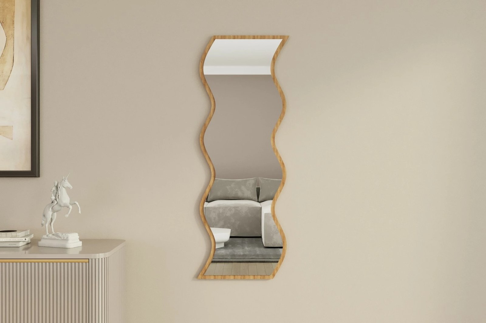 Pasqyrë dekorative Skye Decor, e bardhë, natyrale