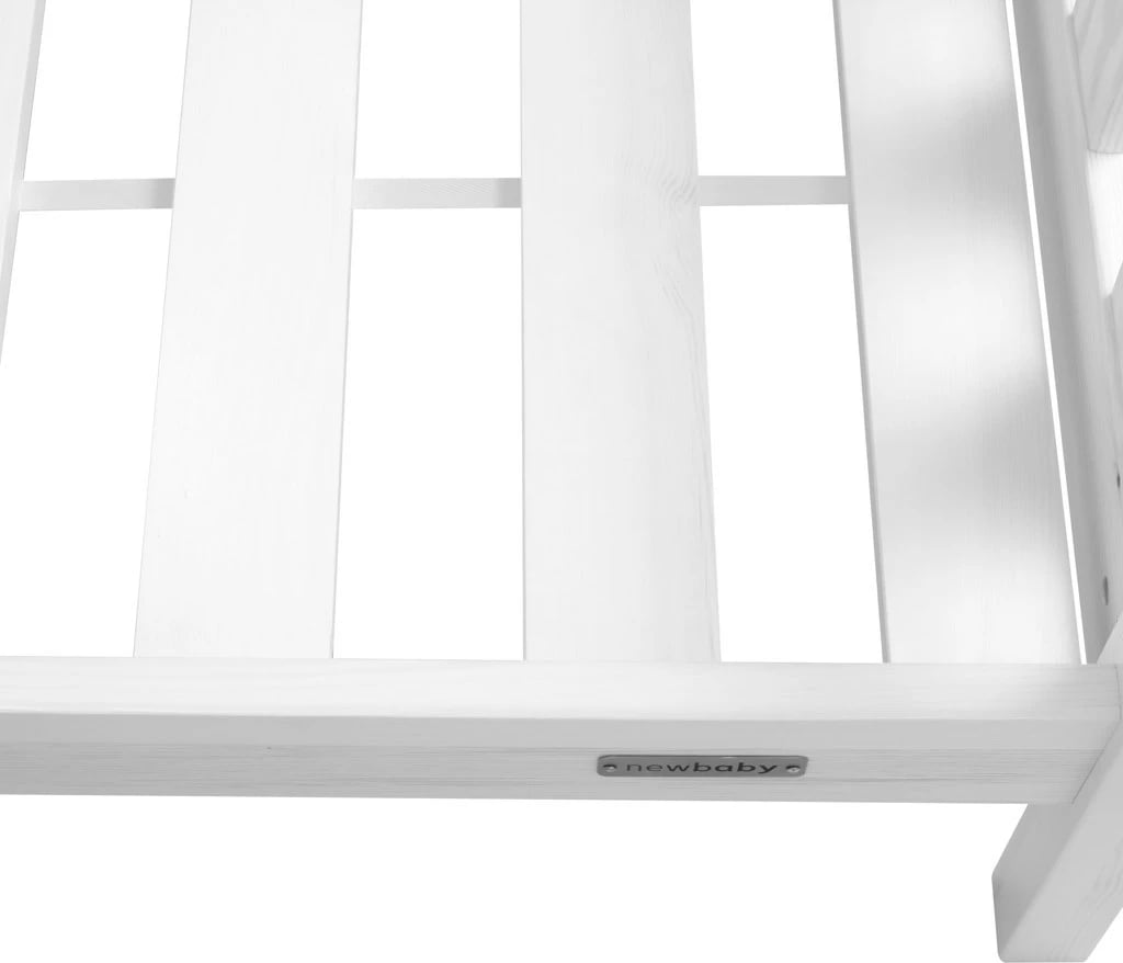 krevat fëmijësh shtëpizë, New Baby CASTELLO, 160x80 cm, gardh mbrojtës dhe dysheme me leta elastike, dru pishe, i bardhë