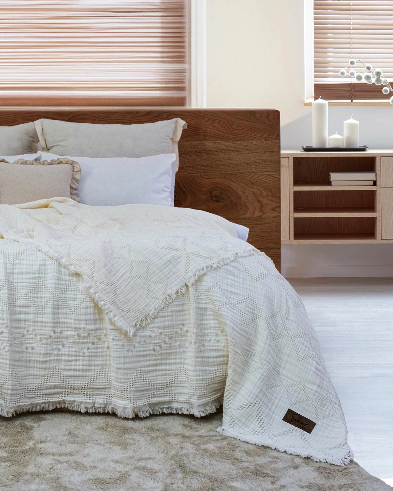 Mbulesë dyshe për shtrat, krem, L'essentiel, Oscar