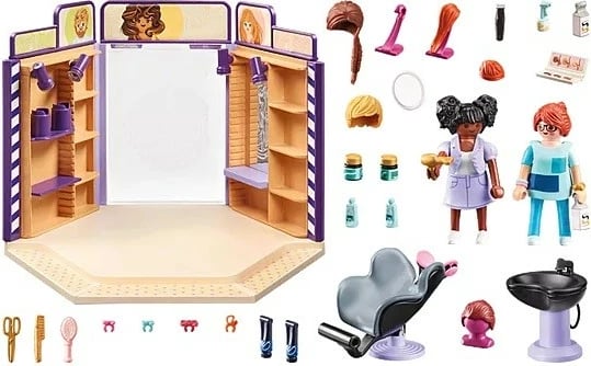 Set lodrash Playmobil My Life 71535, sallon flokësh dhe berber, 80 pjesë