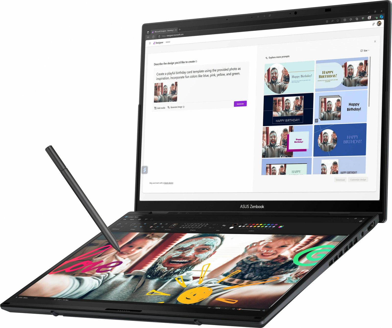 Kompjuter portativ ASUS Zenbook Duo Ultra 5 125H, 16GB RAM, 512GB SSD, UX8406MA-QL114W, Inkwell Gray