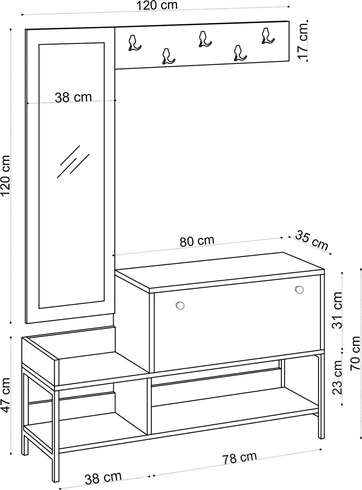 Dollap për këpucë Skye Decor, Lopp, bardhë e zi