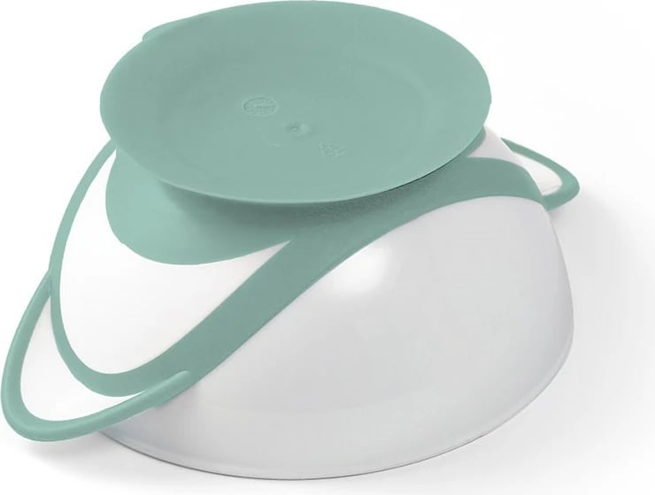 Tas bebe me kupë thithëse dhe lugë, Baby Ono, 300 ml, pa BPA, për mikrovalë dhe enëlarëse, bardhë-mente