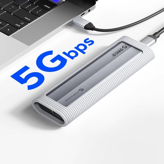 Kasë Orico AXM2S-G2-V1 për SSD M.2 NVMe/SATA, USB-C/USB-A, 10Gbps, Gri