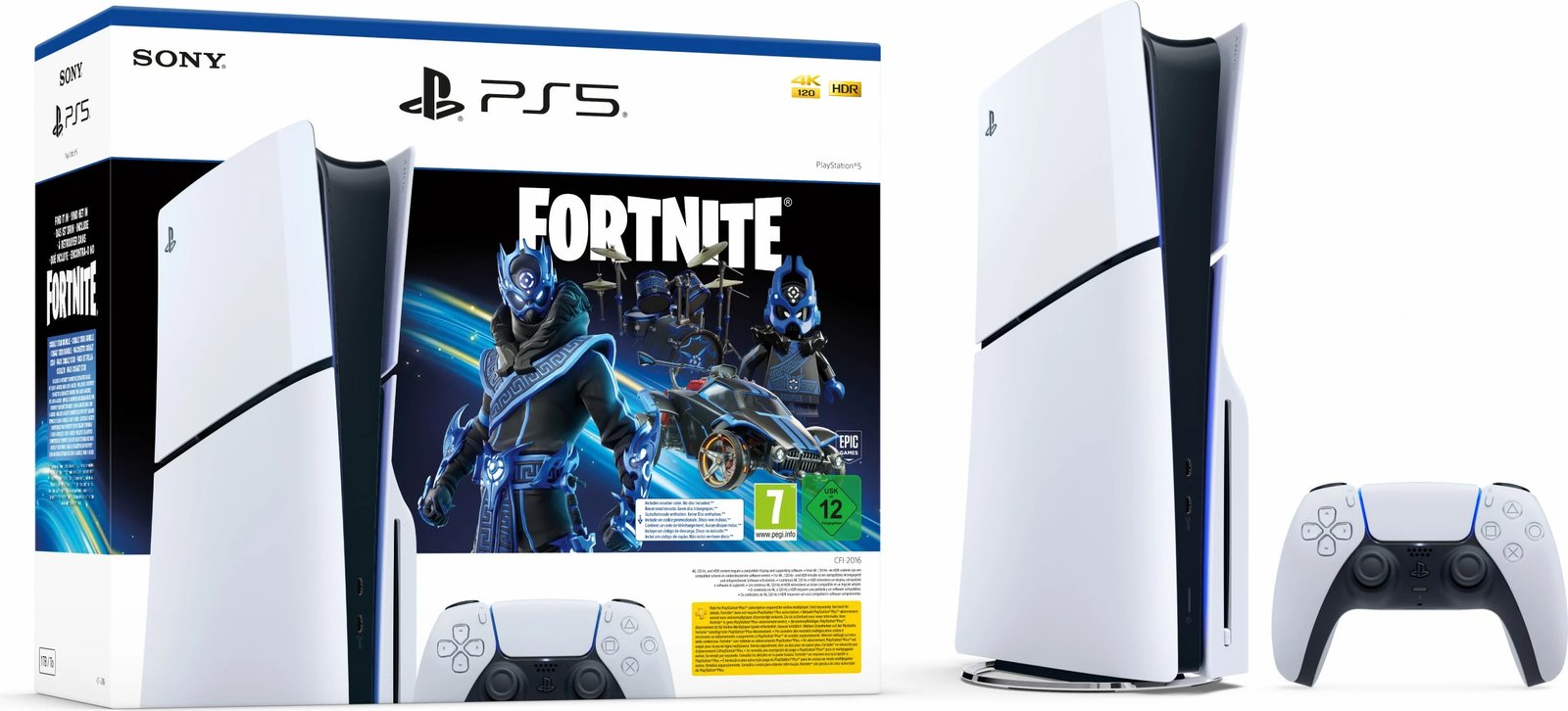 Konsolë Sony PlayStation 5 Slim Fortnite, 16 GB, 1 TB, e zezë, e bardhë