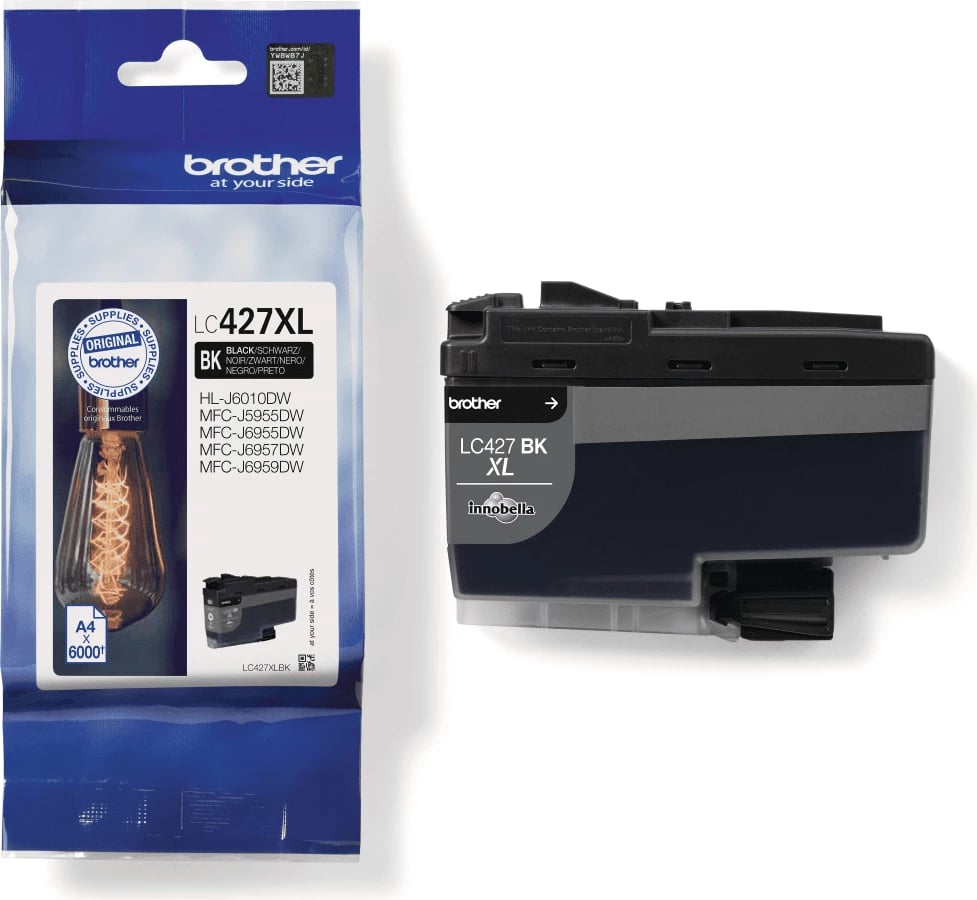 Kasetë bojë Brother LC-427XLBK XL, rendiment deri në 6000 faqe, e zezë