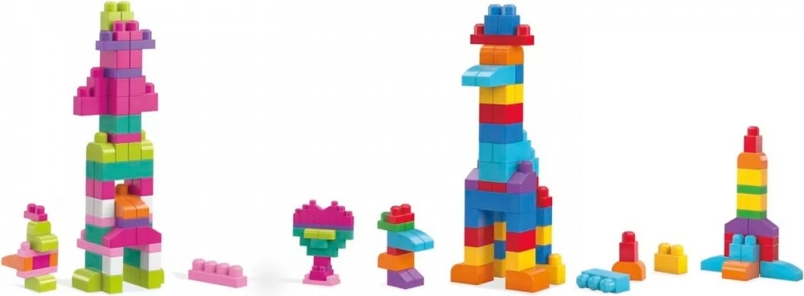 Set blloqe ndërtimi Mega Bloks First Builders, 60 copë, rozë