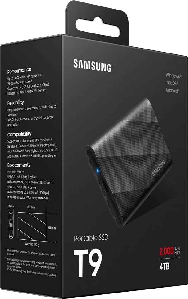 SSD Samsung MU-PG4T0B, 4 TB, USB Type-C 3.2 Gen 2, Zi