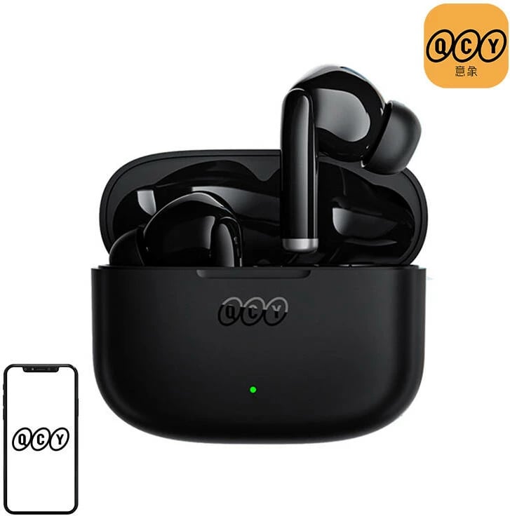 Kufje TWS QCY T19, Bluetooth 5.1, me kuti karikimi, e zezë