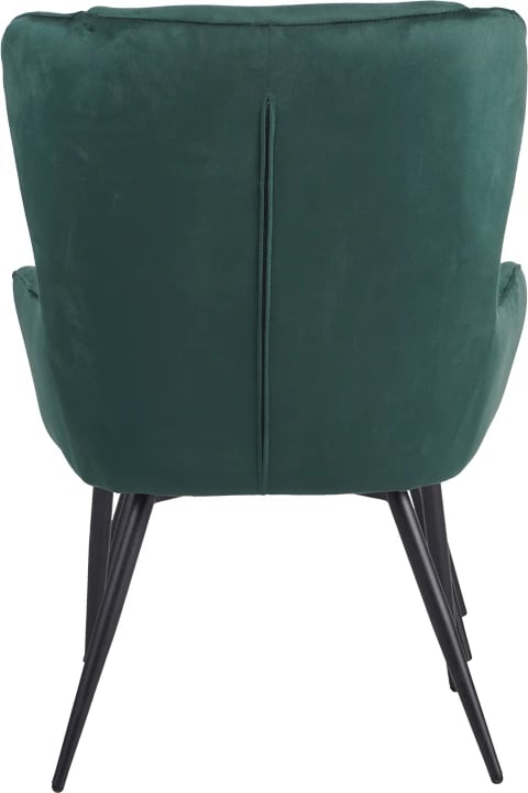 Fotelje me tabure Rueda kadife ngjyrë e gjelbër e errët me këmbë metalike të zeza 71.5x66.5x99cm