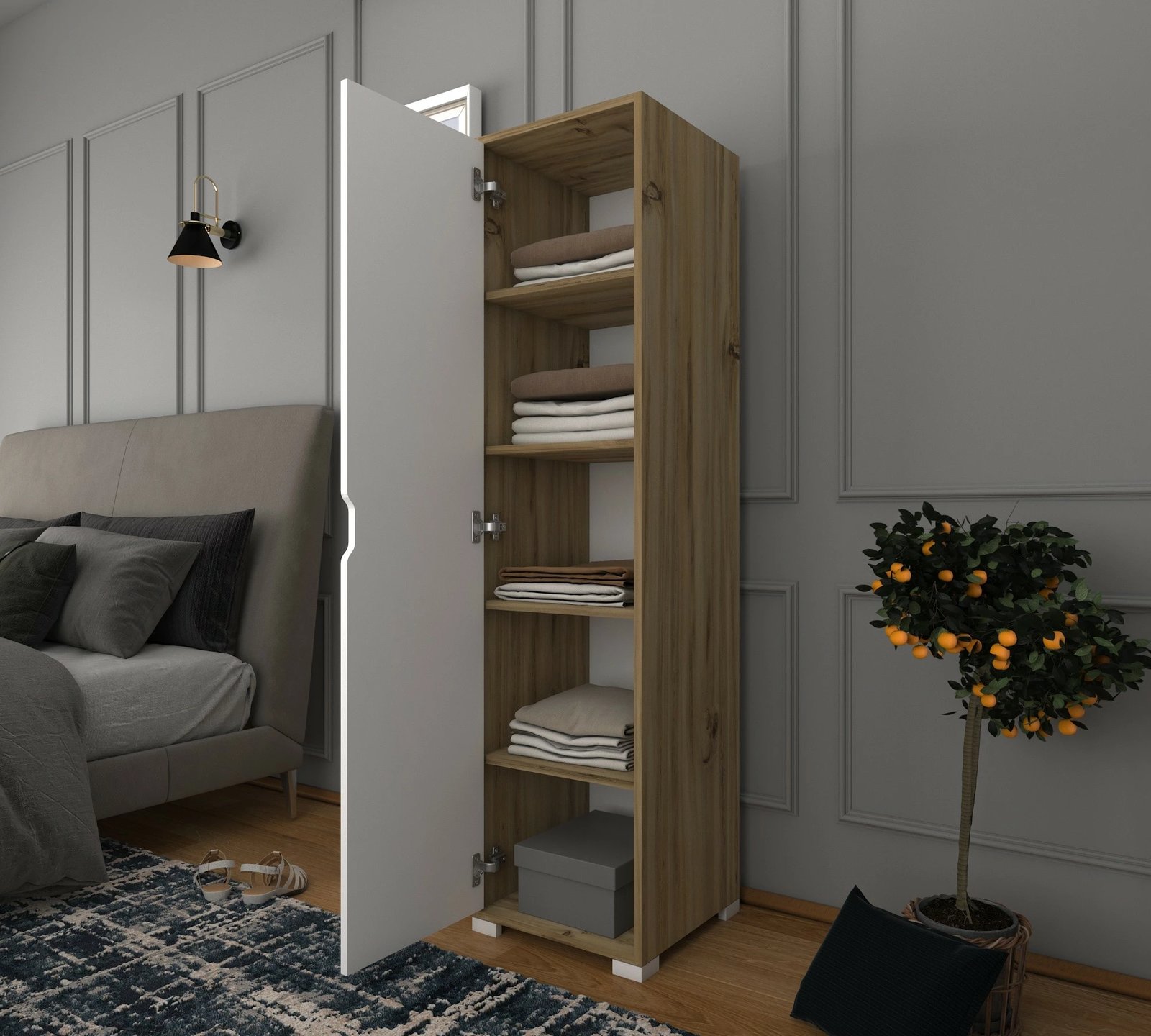 Dollap Hanah Home, 40cm, 1600-014, ngjyrë arr e çelët dhe e bardhë