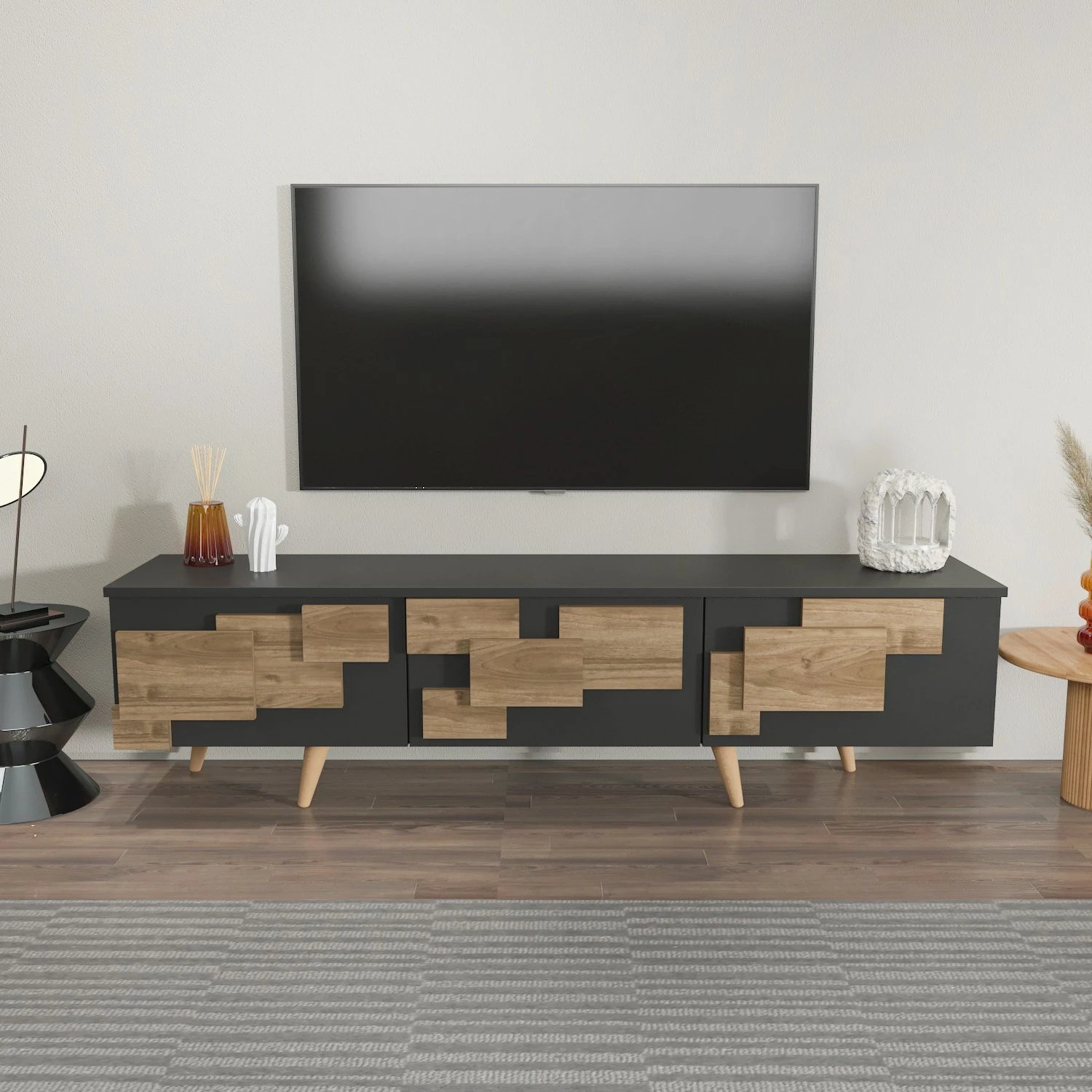 Komodë TV Hanah Home, 3 D, anthracite, walnut
