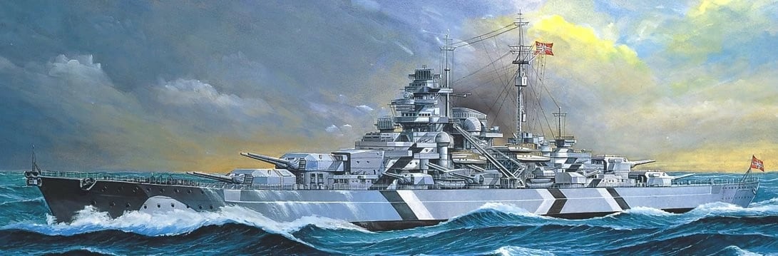 Model plastik anije Tirpitz Academy 1:800 për montim