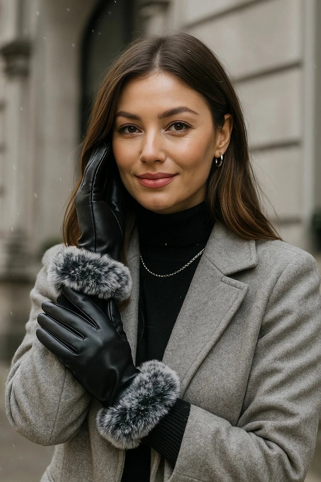 Doreza për gra, lëkurë PU, ngjyrë e zezë, Jumeon Eld19