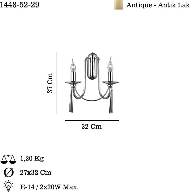 Llambë muri Opviq, Kontes - 52-29, ngjyrë antike