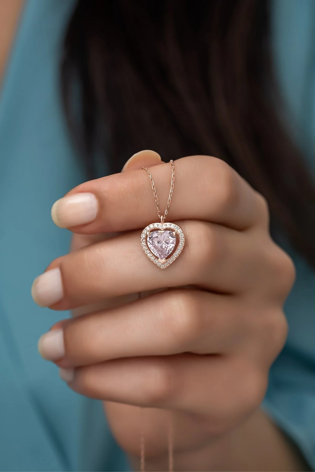 Qafore argjendi, ngjyrë rozë e artë, gur zirkoni i purpurt, Jumeon, NRZ99234