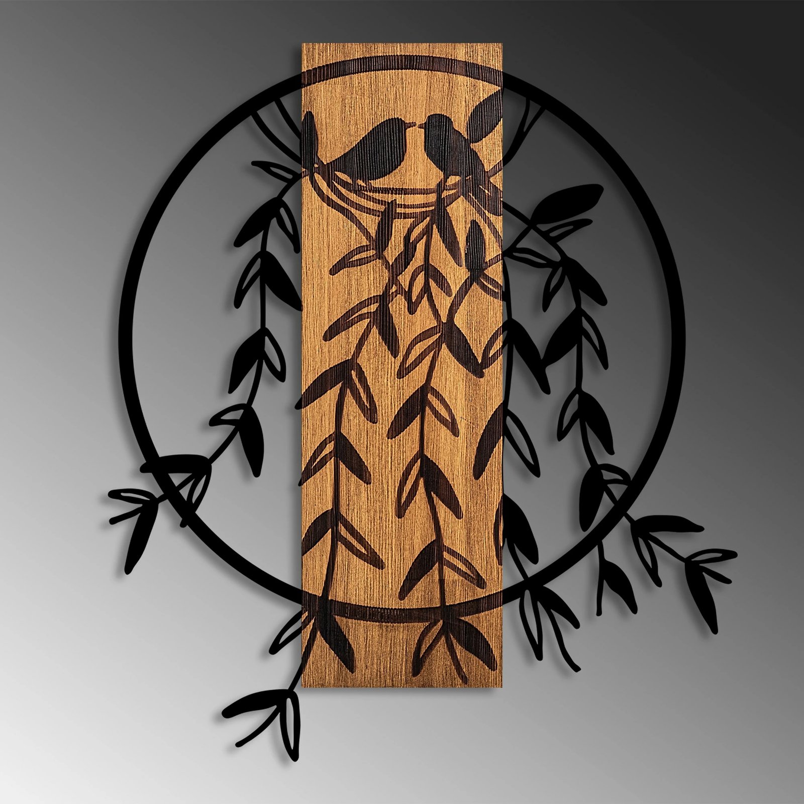 Aksesor dekorativ muri prej druri, Wallity, Fole zogjsh, ngjyrë arre/zezë, 56x56cm